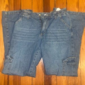 wide leg low rise cargo jeans
